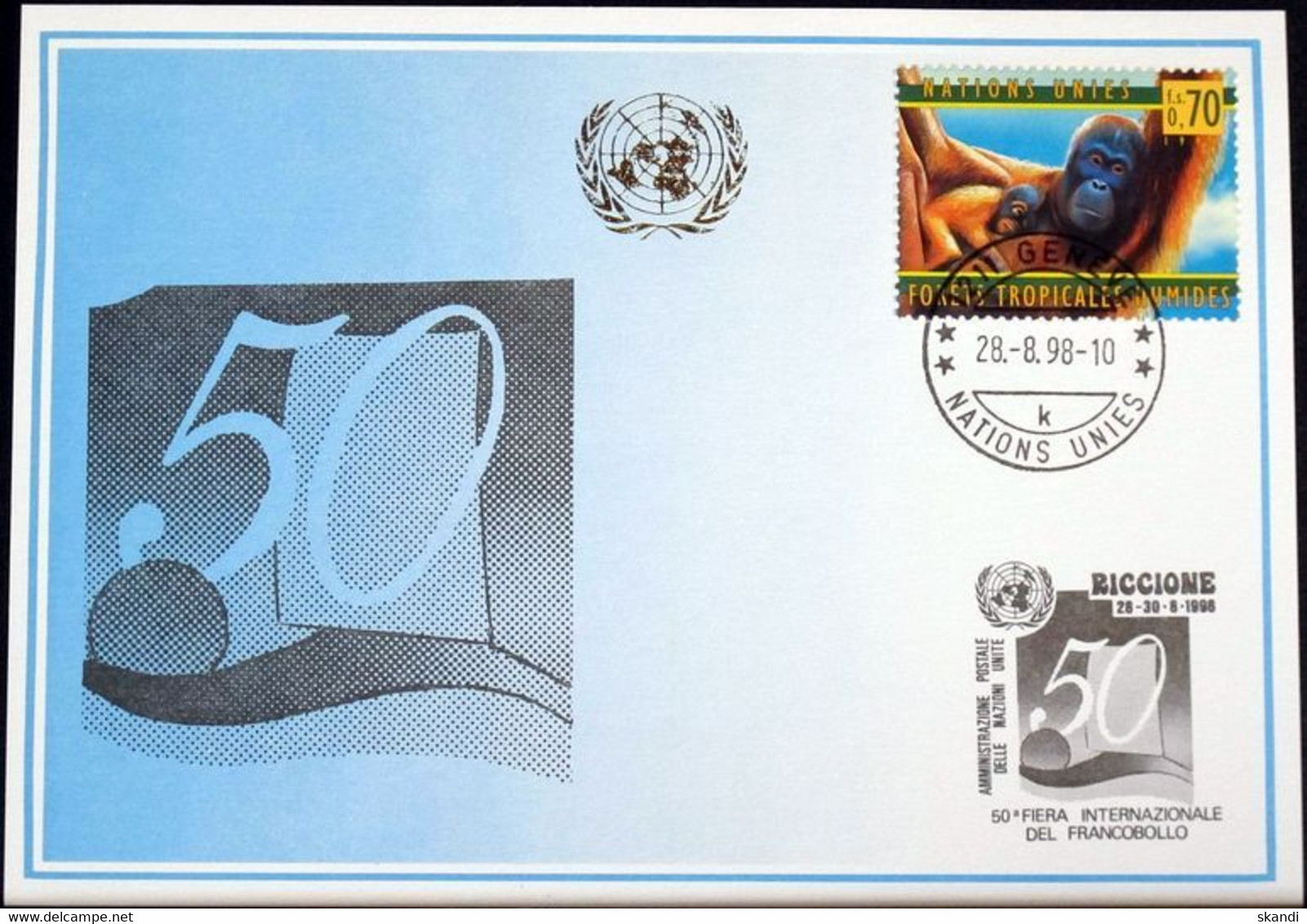 UNO GENF 1998 Mi-Nr. 293 Blaue Karte - Blue Card - Cartas & Documentos