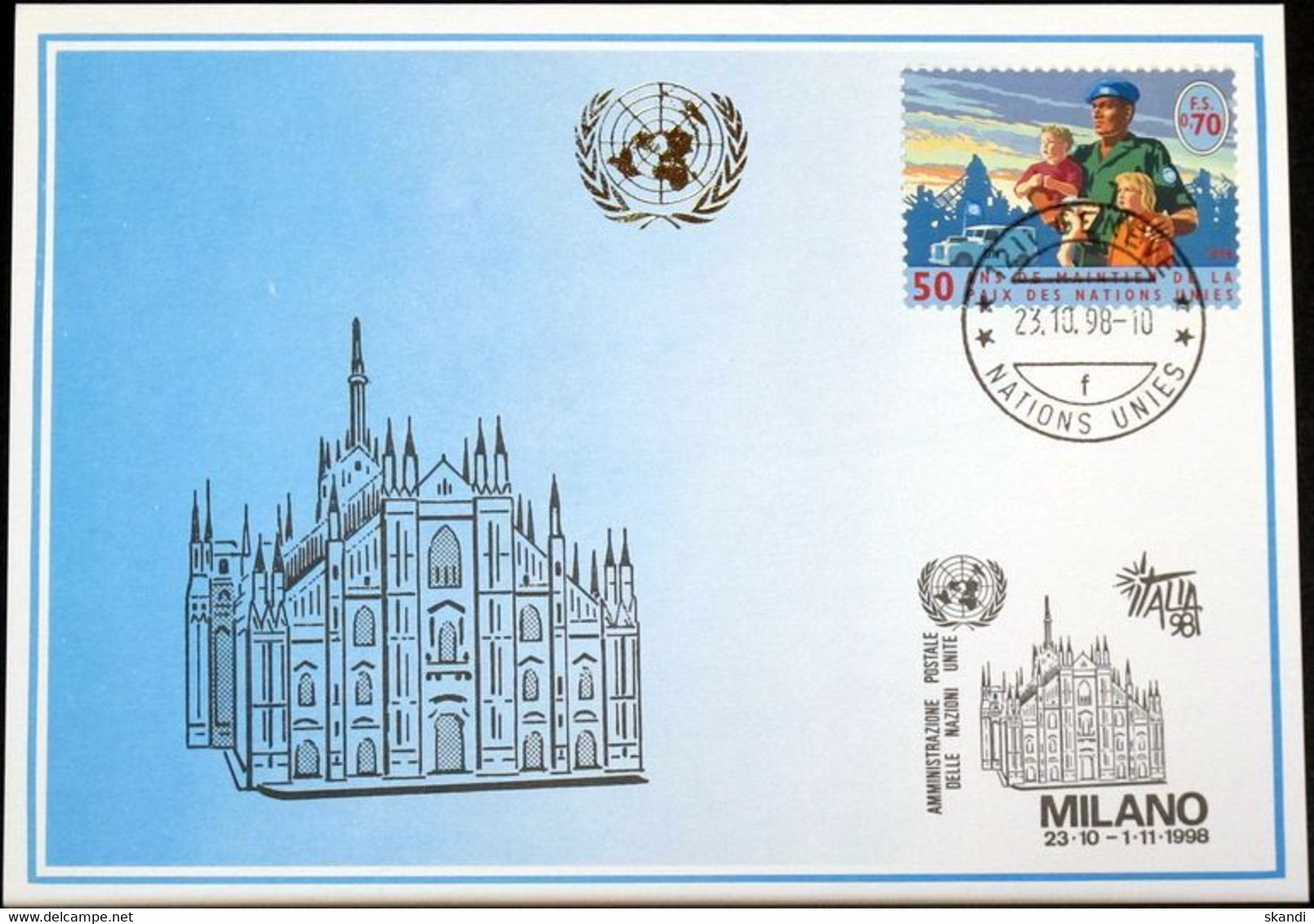 UNO GENF 1998 Mi-Nr. 296 Blaue Karte - Blue Card - Briefe U. Dokumente