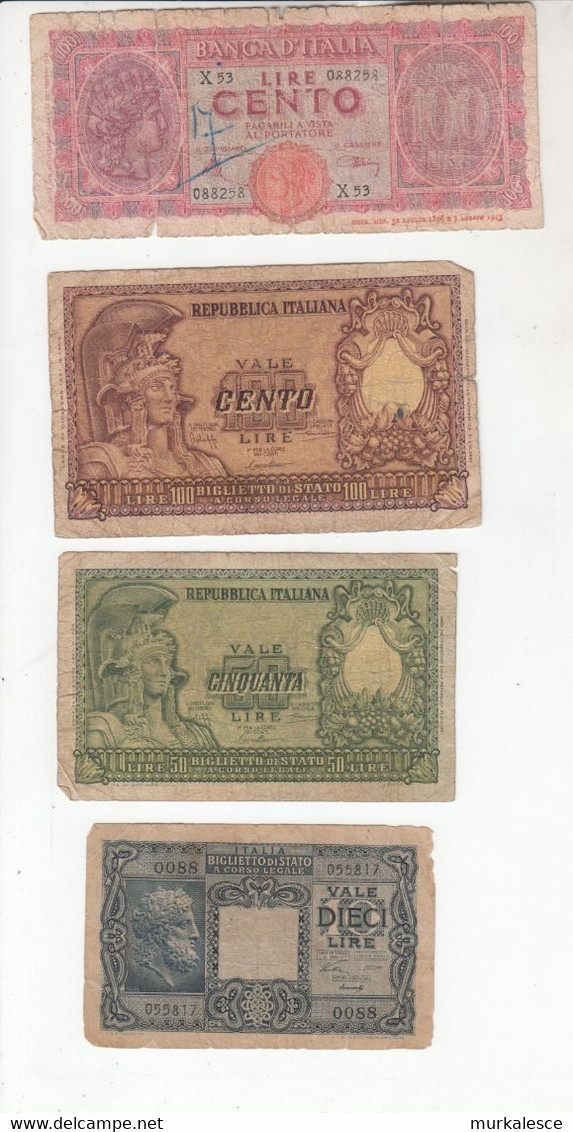 7917--  ITALIA    LOT  4  X  BANKNOTEN - Sonstige & Ohne Zuordnung