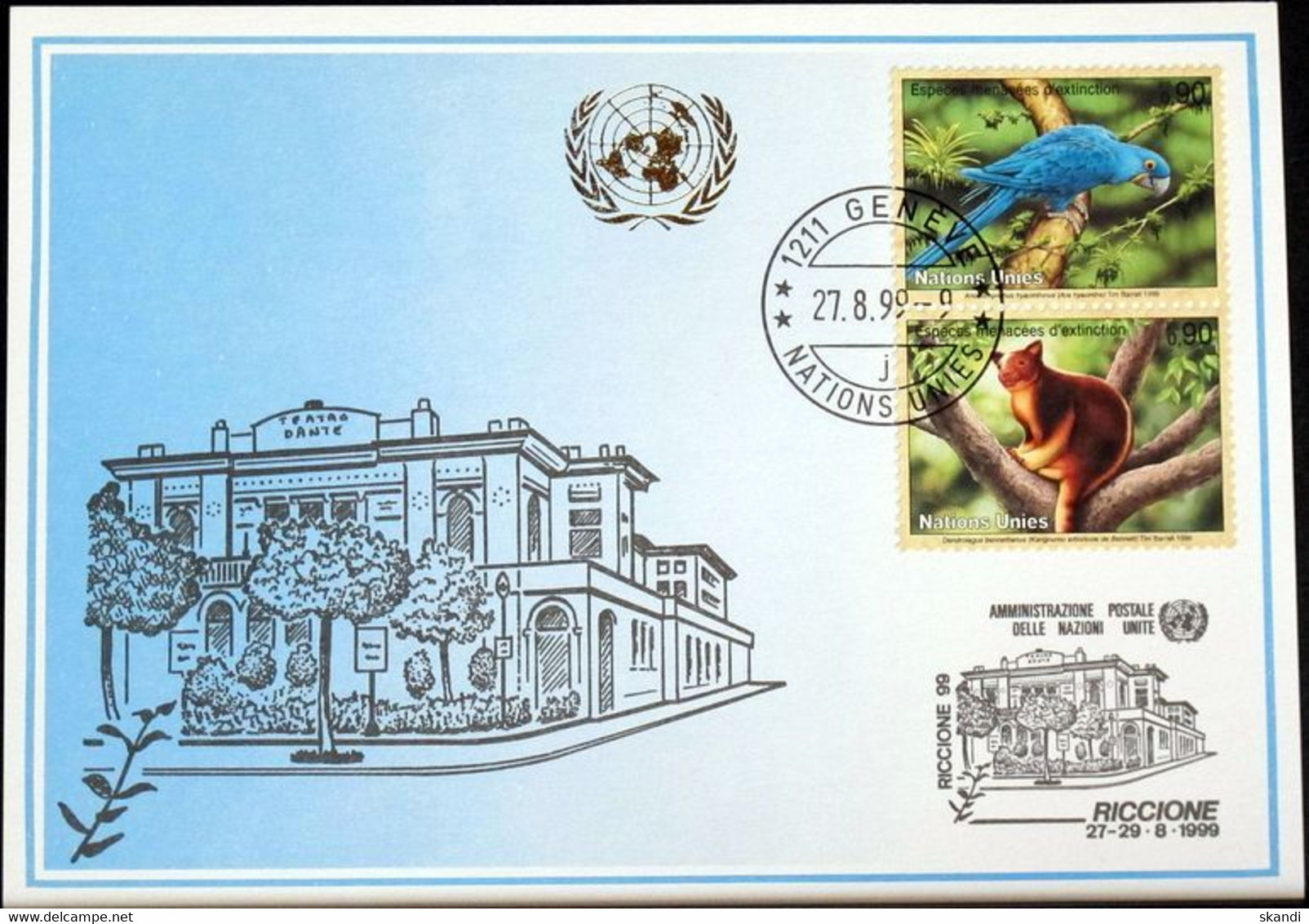 UNO GENF 1999 Mi-Nr. 301 Blaue Karte - Blue Card - Storia Postale