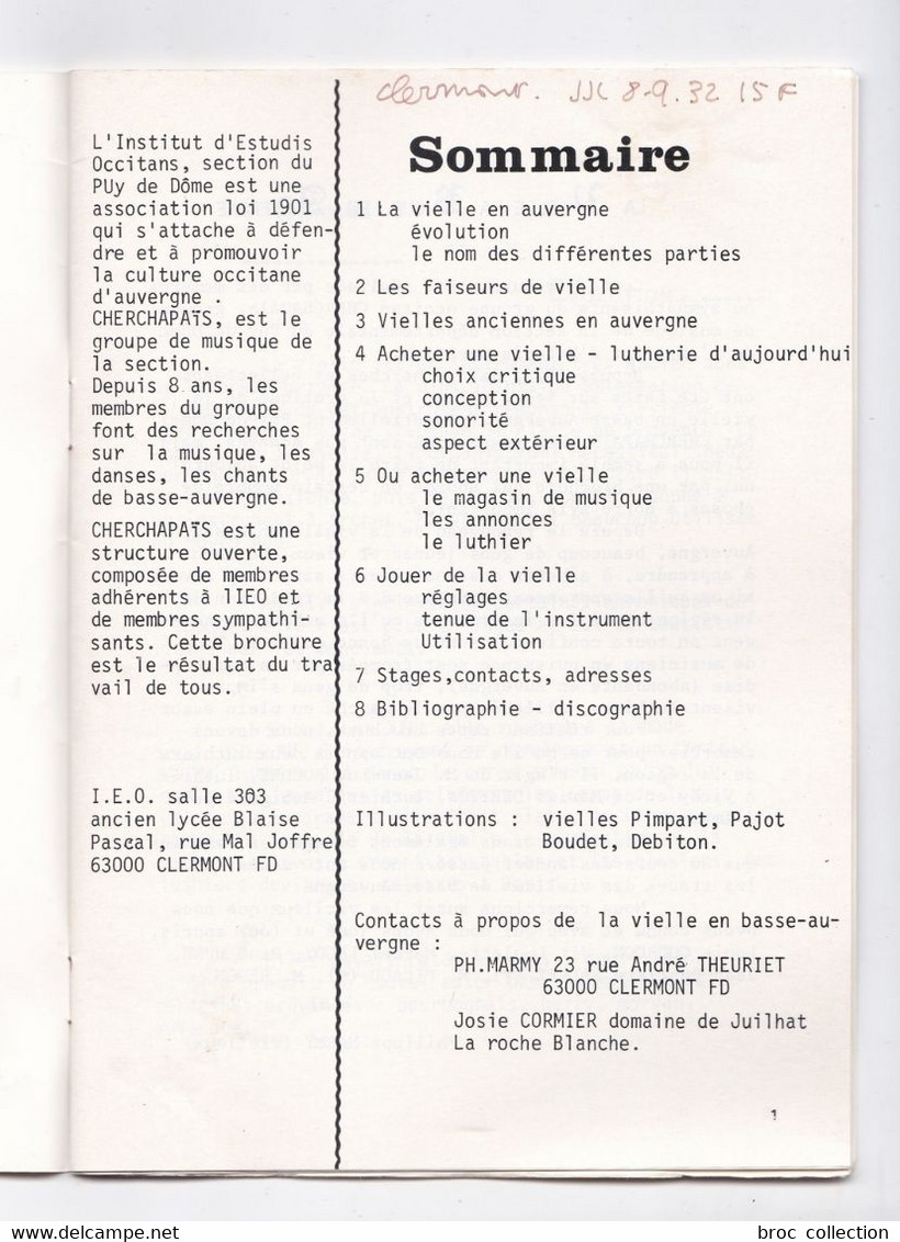 La Vielle En Basse-Auvergne, Philippe Marmy, Institut D'Estudis Occitans - Auvergne