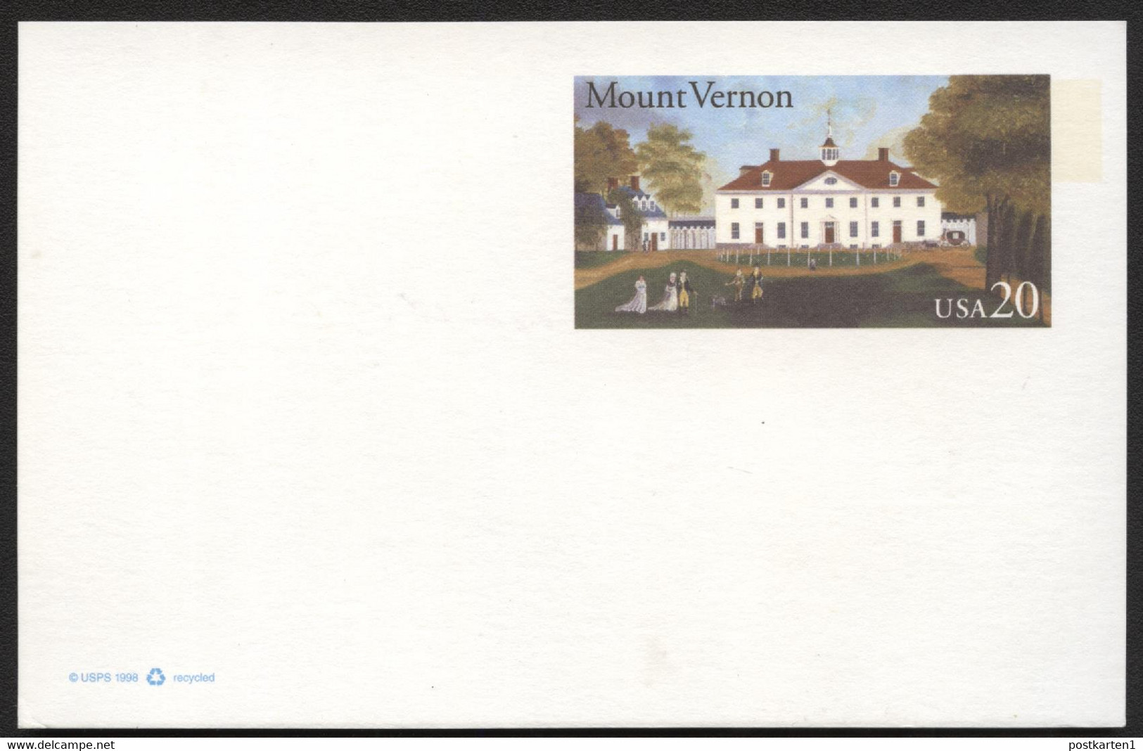 USA UX305 Postal Card Mount Vernon VA GEORGE WASHINGTON HOME Mint 1999 - George Washington