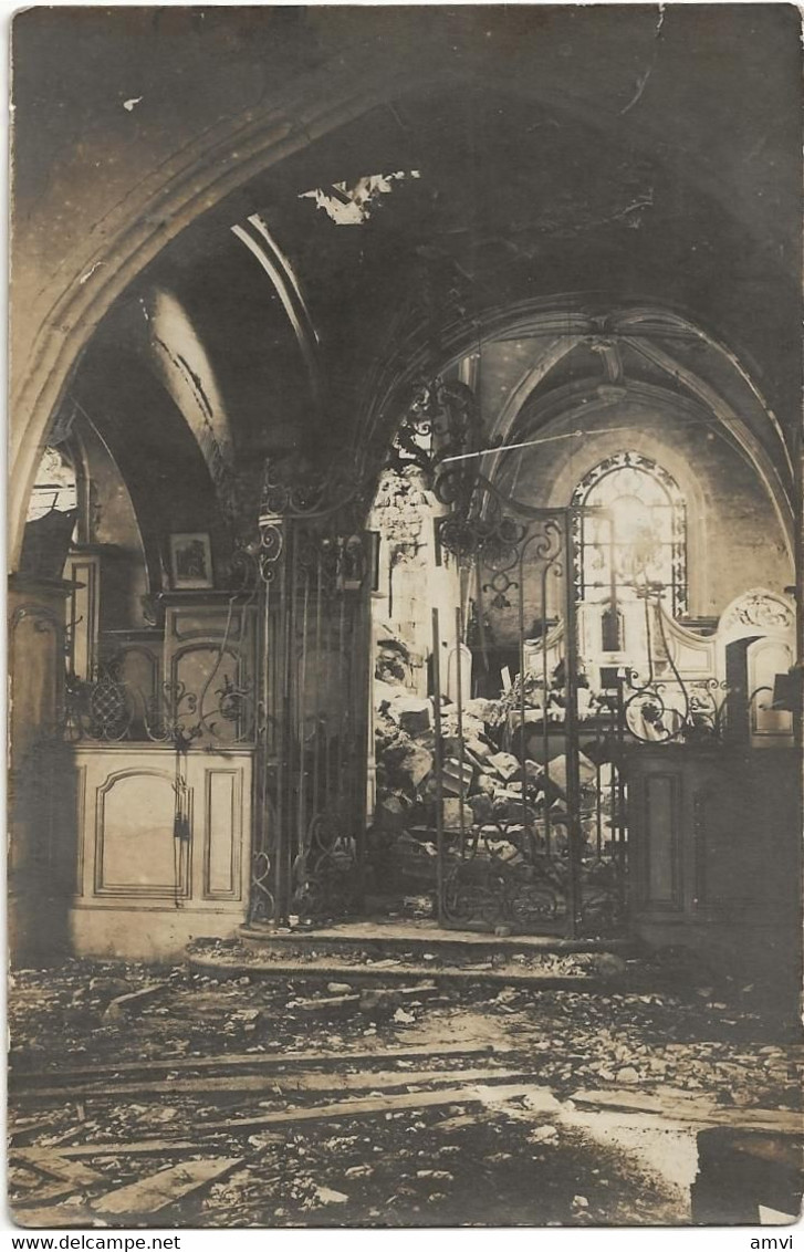 22-8-2539 Grande Guerre Carte Photo Destruction D'une Eglise Suite A Bombardement Lieu A Determiner - War 1914-18