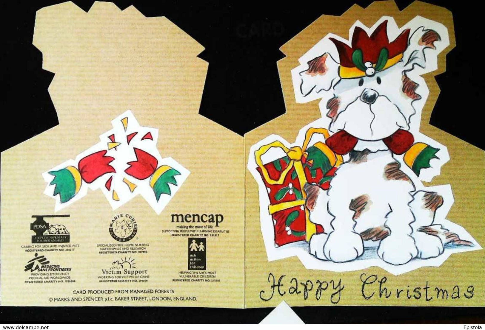 ►  Decoupi Anglais  Moderne (Noel Chien) Happy Christmas - Dieren