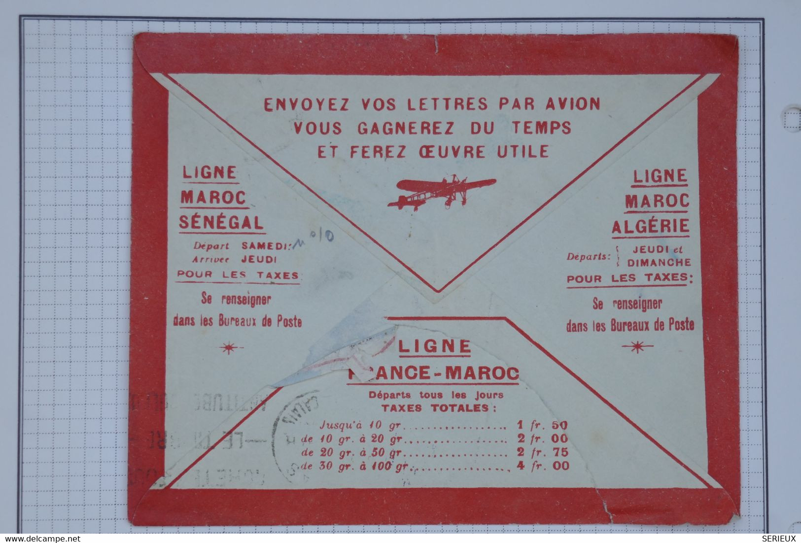BB12 MAROC BELLE LETTRE  1932 PAR AVION RABAT A ARRAS FRANCE+PAIRE DE TP+ AFFRANC. INTERESSANT - Poste Aérienne