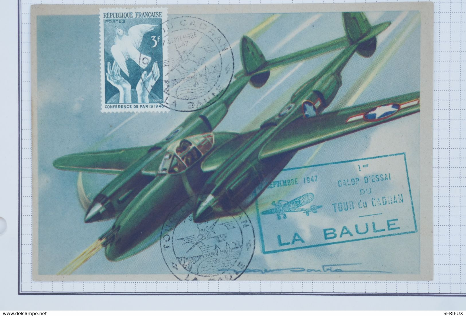 BB12 FRANCE BELLE CARTE   1947 LA BAULE A NANTES++ AFFRANC. PLAISANT - 1927-1959 Lettres & Documents
