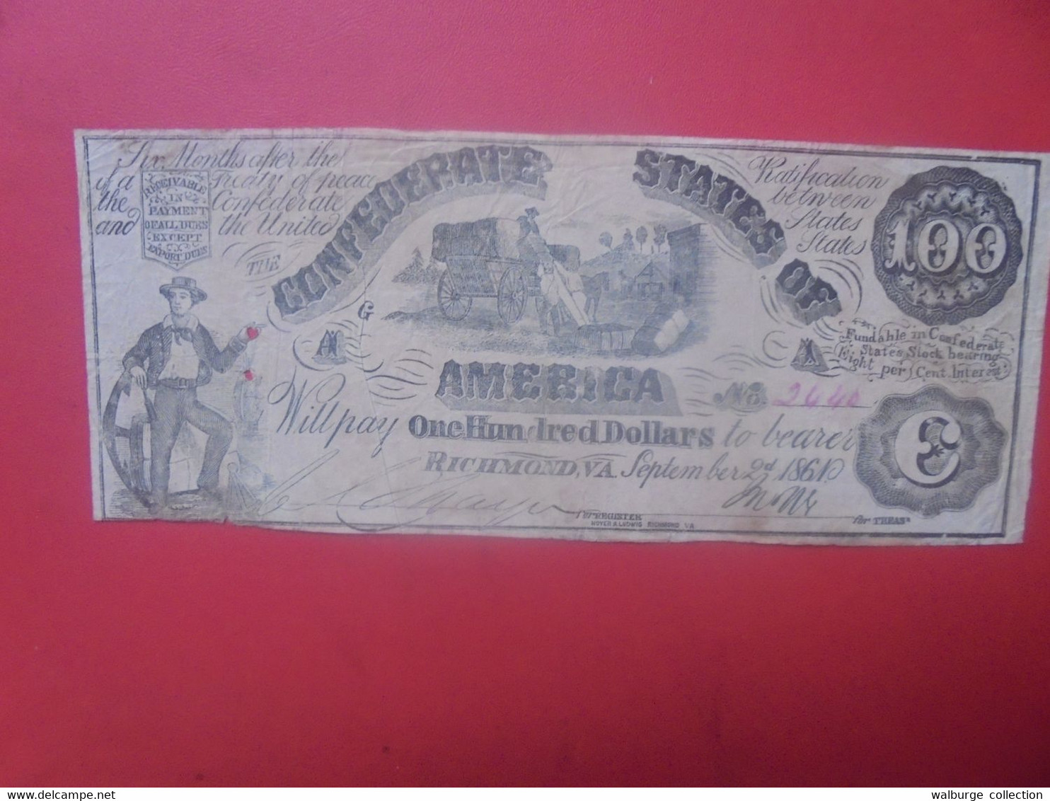 RICHMOND 100$ 1861 Circuler (L.8) - Confederate Currency (1861-1864)