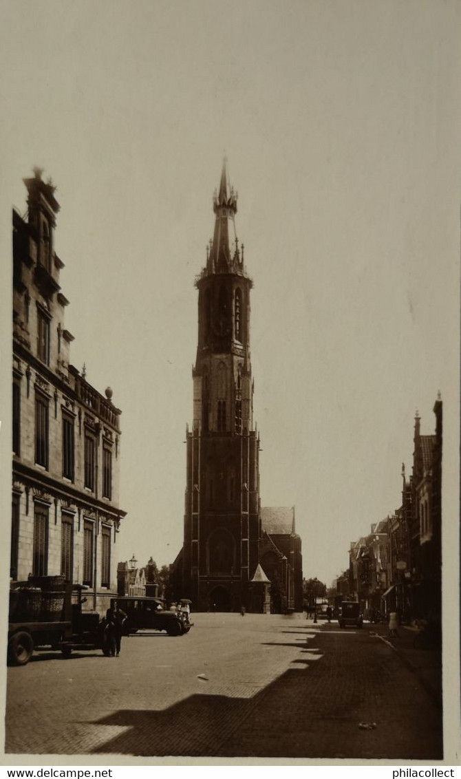 Delft // Echte Foto // Nieuwe Kerktoren Met Marktplein (Automobiles) 19?? - Delft