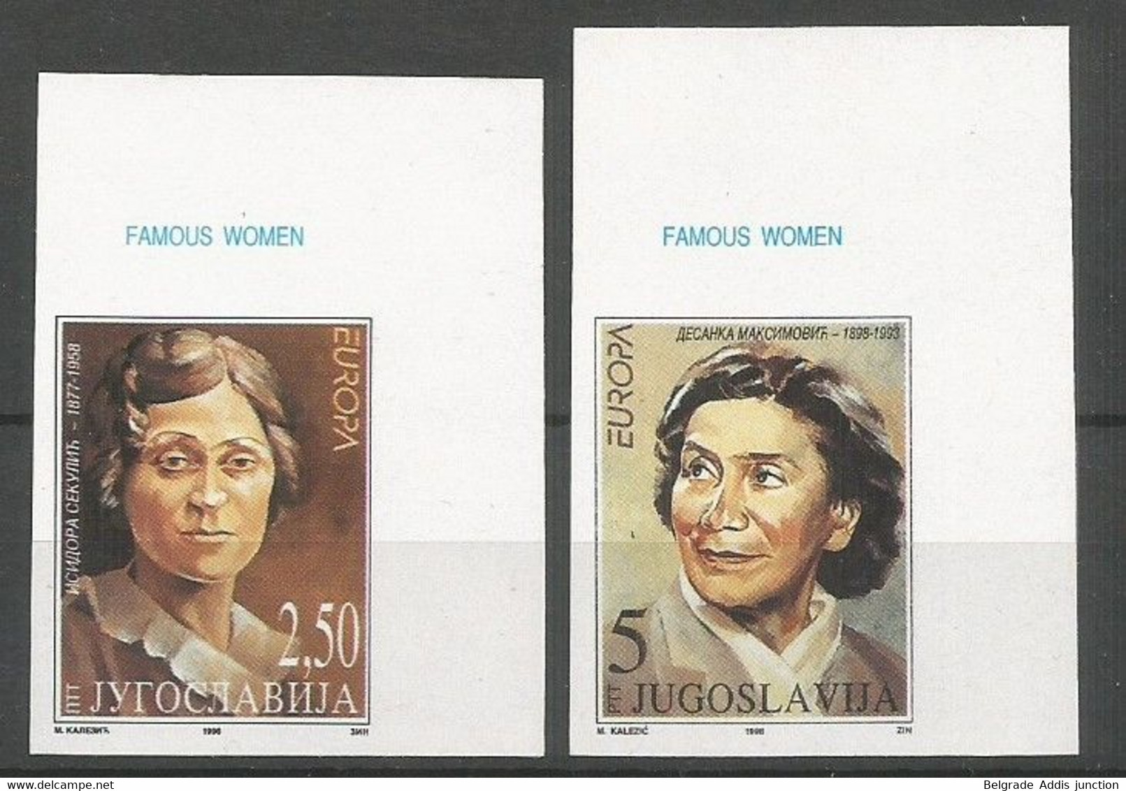 Yugoslavia ERROR Mi.2777/78 Complete Set IMPERFORATED MNH / ** 1996 Europa - Non Dentelés, épreuves & Variétés