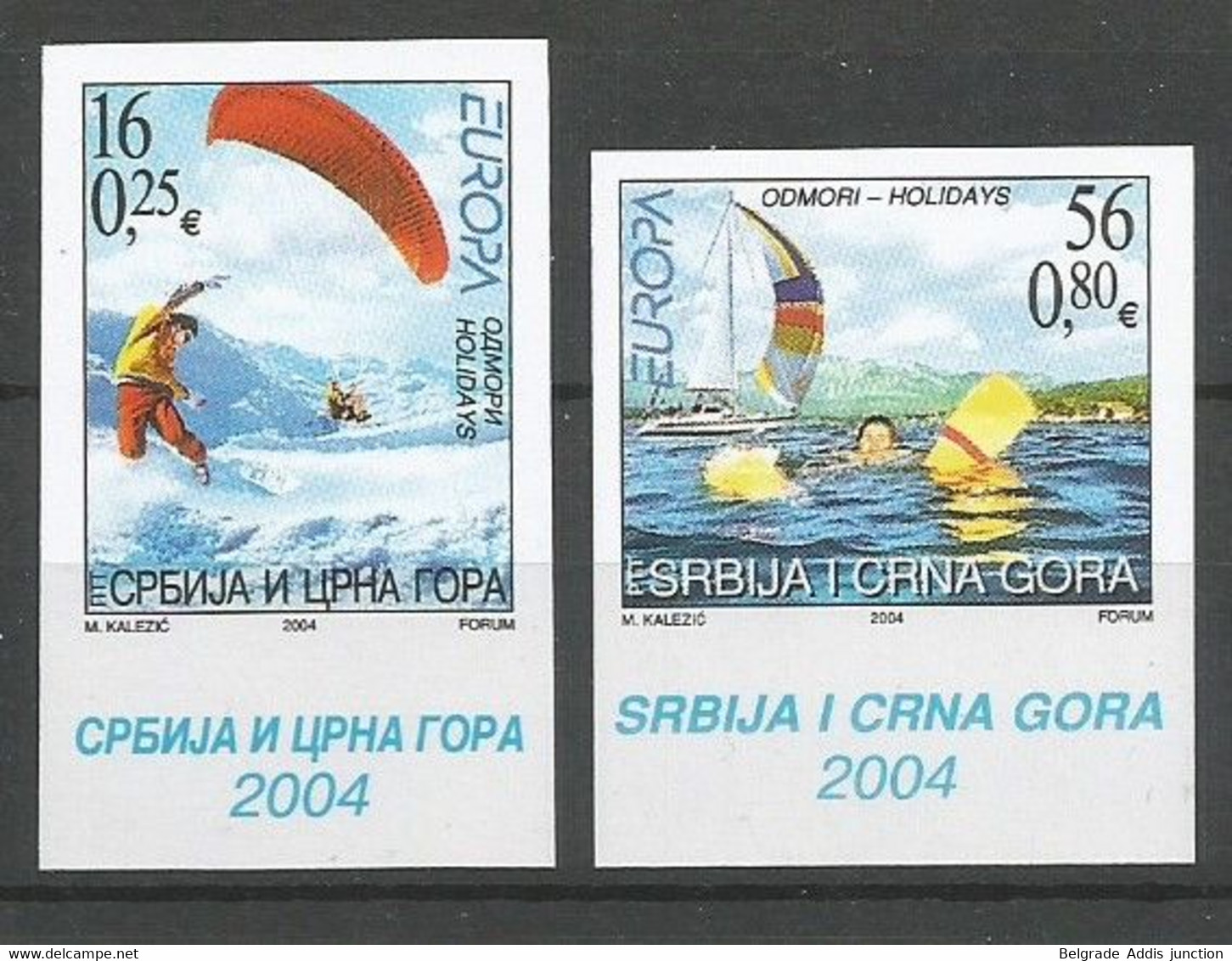 Yugoslavia ERROR Mi.3196/97 Complete Set IMPERFORATED MNH / ** 2004 Europa - Ongetande, Proeven & Plaatfouten