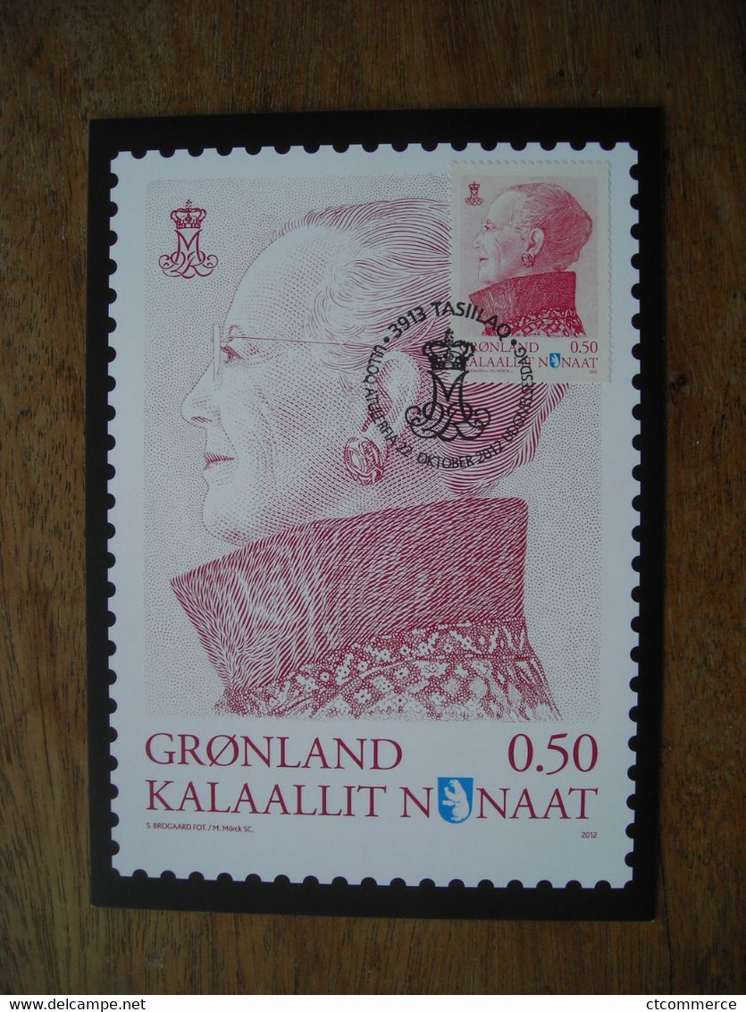 Carte Maximum 2012, Groenland, Reine Margrethe II Timbre Courant 0,50 Kr - Maximum Cards