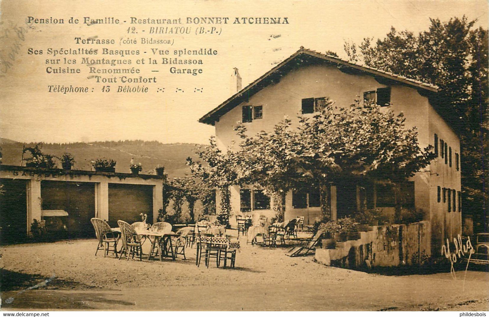 PYRENEES ATLANTIQUES  BIRIATOU  Pension De Famille  Restaurant BONNET-ATCHENIA - Biriatou