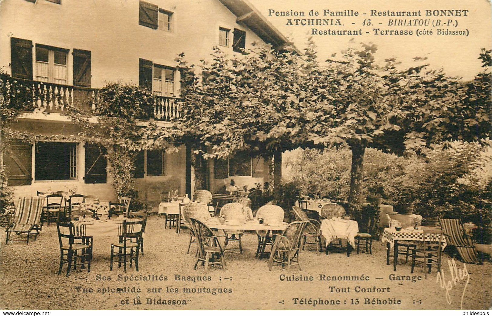 PYRENEES ATLANTIQUES  BIRIATOU  Pension De Famille  Restaurant BONNET-ATCHENIA - Biriatou