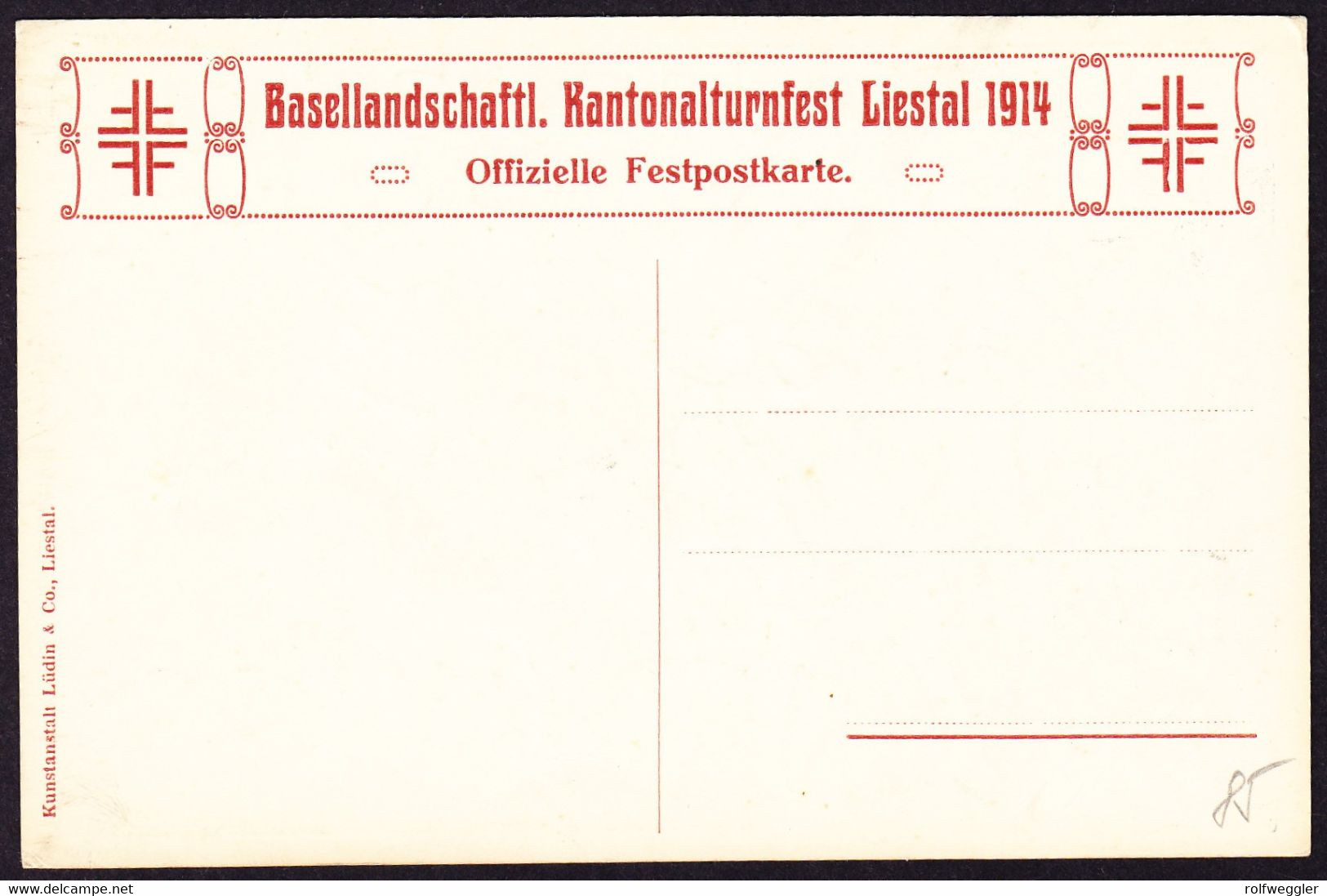 1914 Ungelaufene Offizielle Festpostkarte: Kantonal Turnfest In Liestal. Künstler Plattner - Liestal