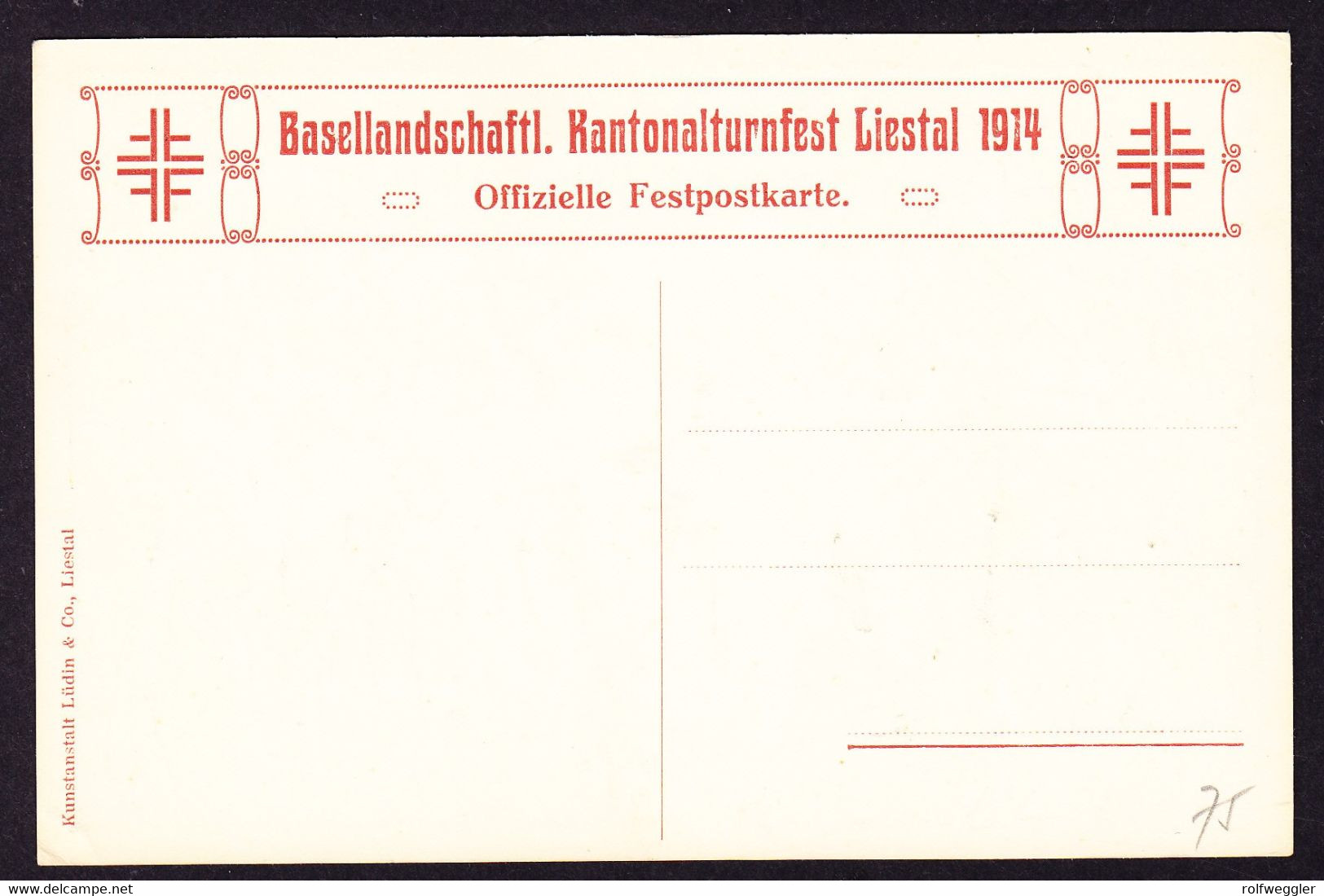 1914 Ungelaufene Offizielle Festpostkarte: Kantonal Turnfest In Liestal. Künstler Plattner. Siegerehrung - Liestal