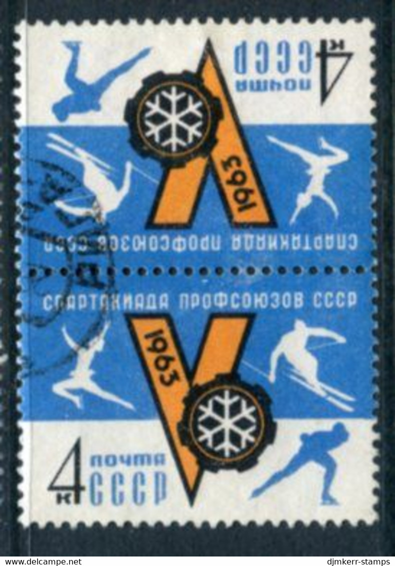 SOVIET UNION 1963 Winter Spartakiad Tete-beche Pair Used.  Michel 2730 - Usados