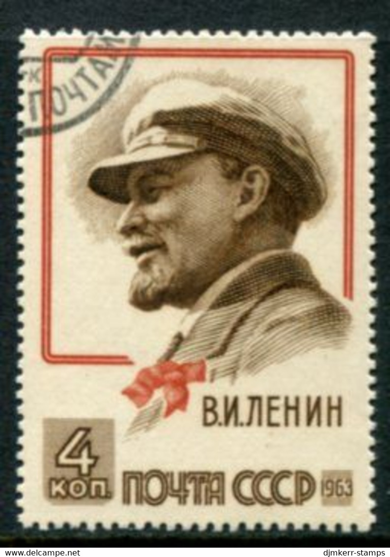 SOVIET UNION 1963 Lenin Birth Anniversary Yellowish Paper Used.  Michel 2738y - Used Stamps