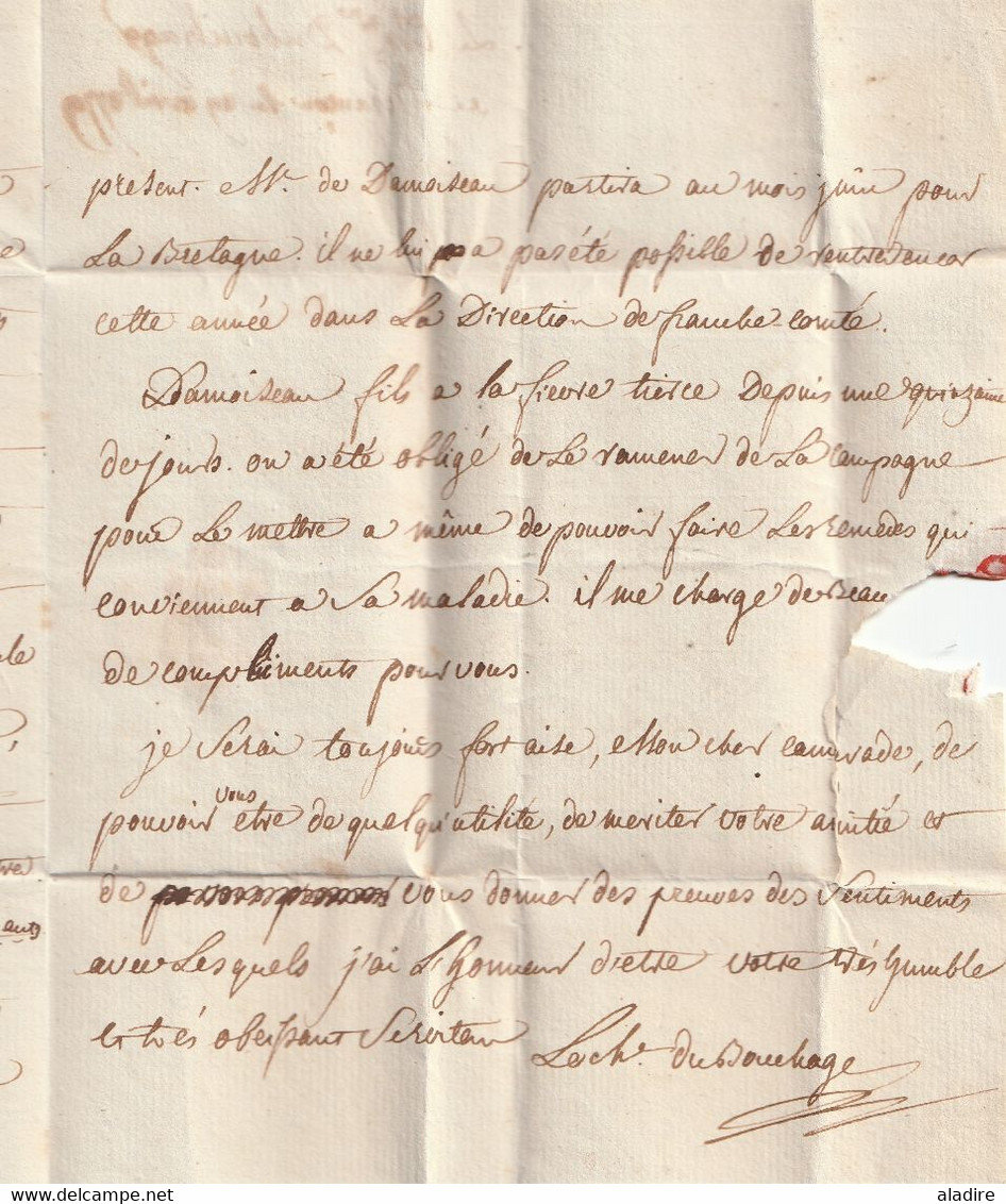 1779  - Marques postales BESANCON & Bourgogne manuscrite sur Lettre pliée de 3 p entre officiers vers CHALONS sur SAONE