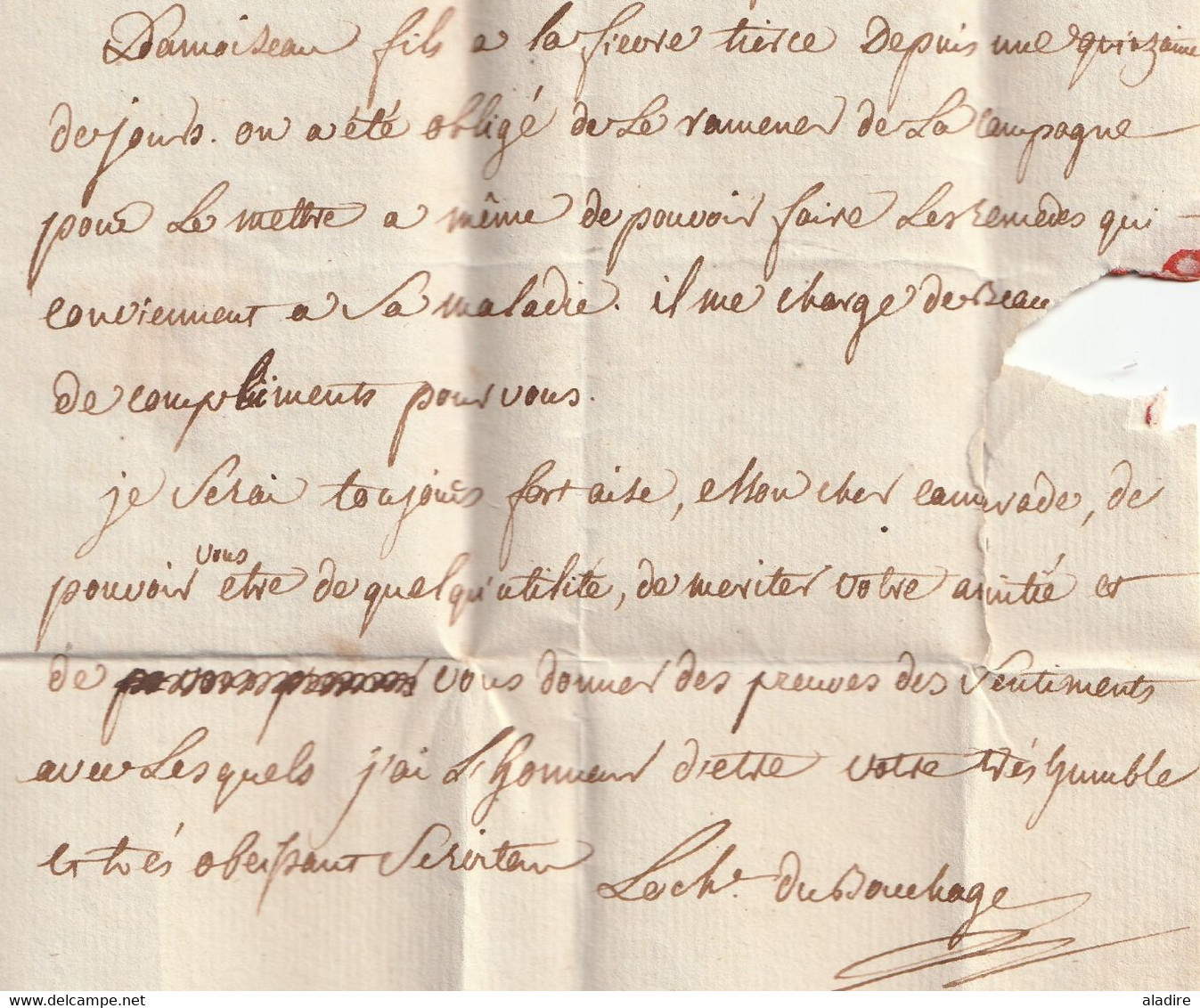 1779  - Marques postales BESANCON & Bourgogne manuscrite sur Lettre pliée de 3 p entre officiers vers CHALONS sur SAONE