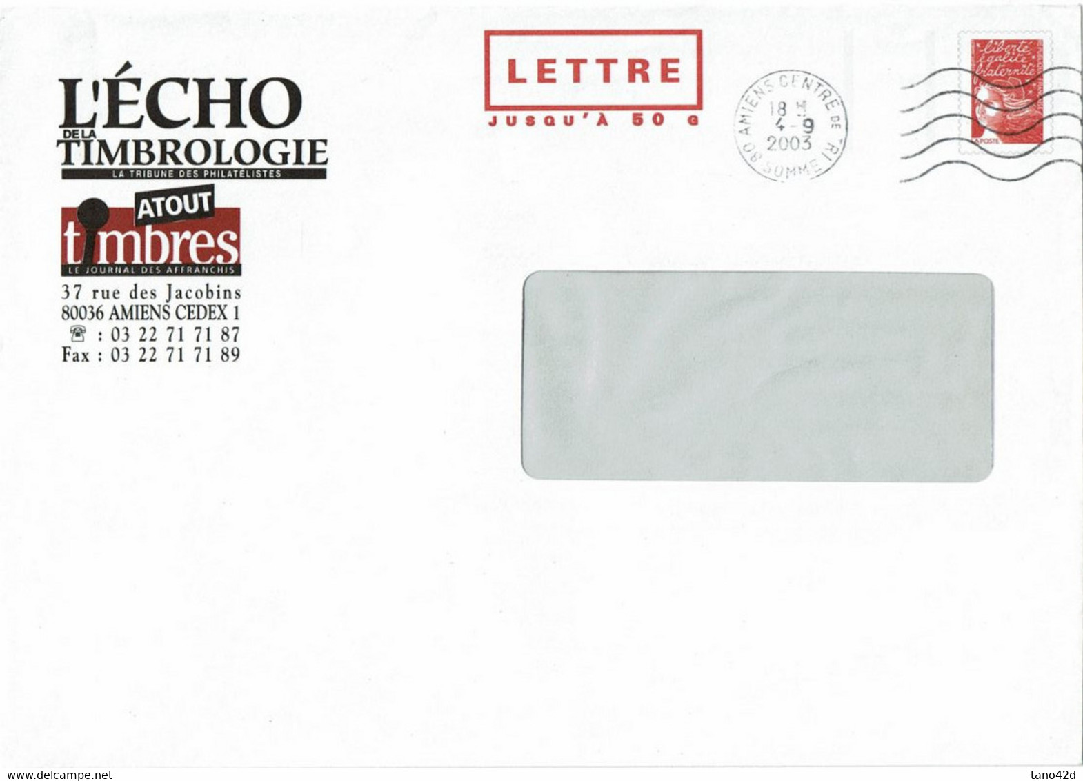 GMZ - ENVELOPPE LUQUET REPIQUAGE ECHO DE LA TIMBROLOGIE OBLITEREE - Overprinted Covers (before 1995)