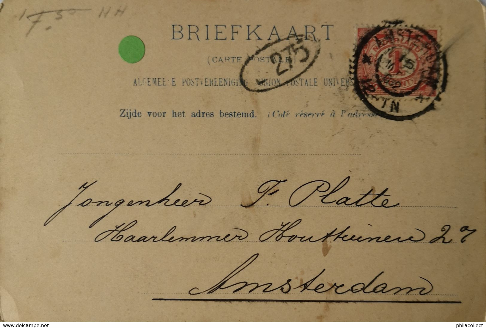 Amsterdam // Damrak Met Nieuwe Beurs (kleur!)  1902 HERZ 120 // Ronde Hoeken - Amsterdam