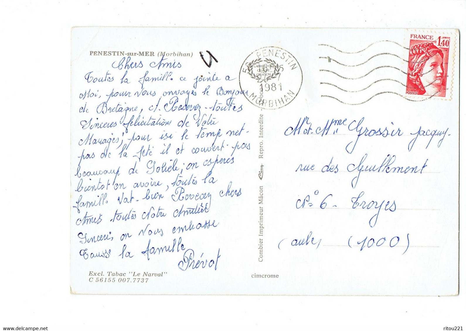 Cpm - 56 - PENESTIN SUR MER - 1981 - Parchemin Multivues Plage - CIM C56...7737 - Pénestin