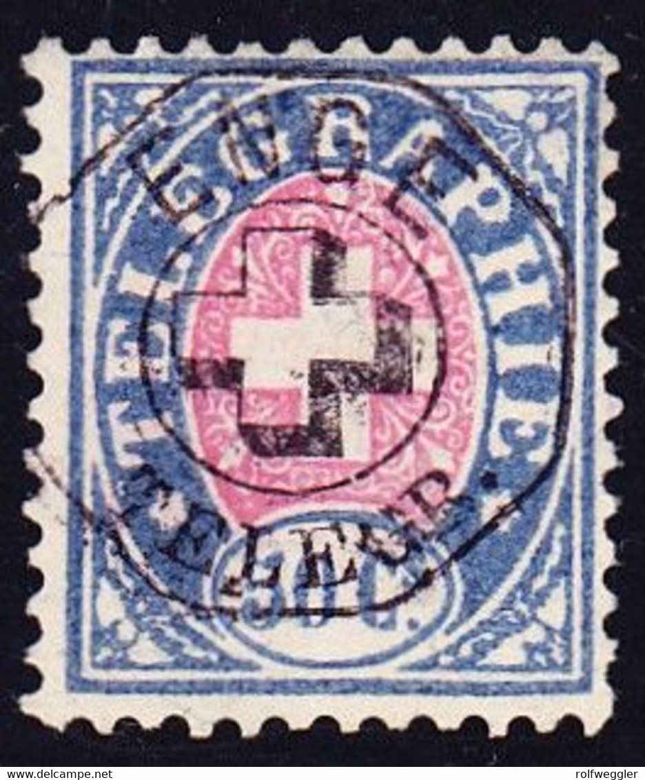 1881 50 Rp Telegraphen Marke Mit Faserpapier Mit Zentrumstempel ENGE. - Telegraafzegels