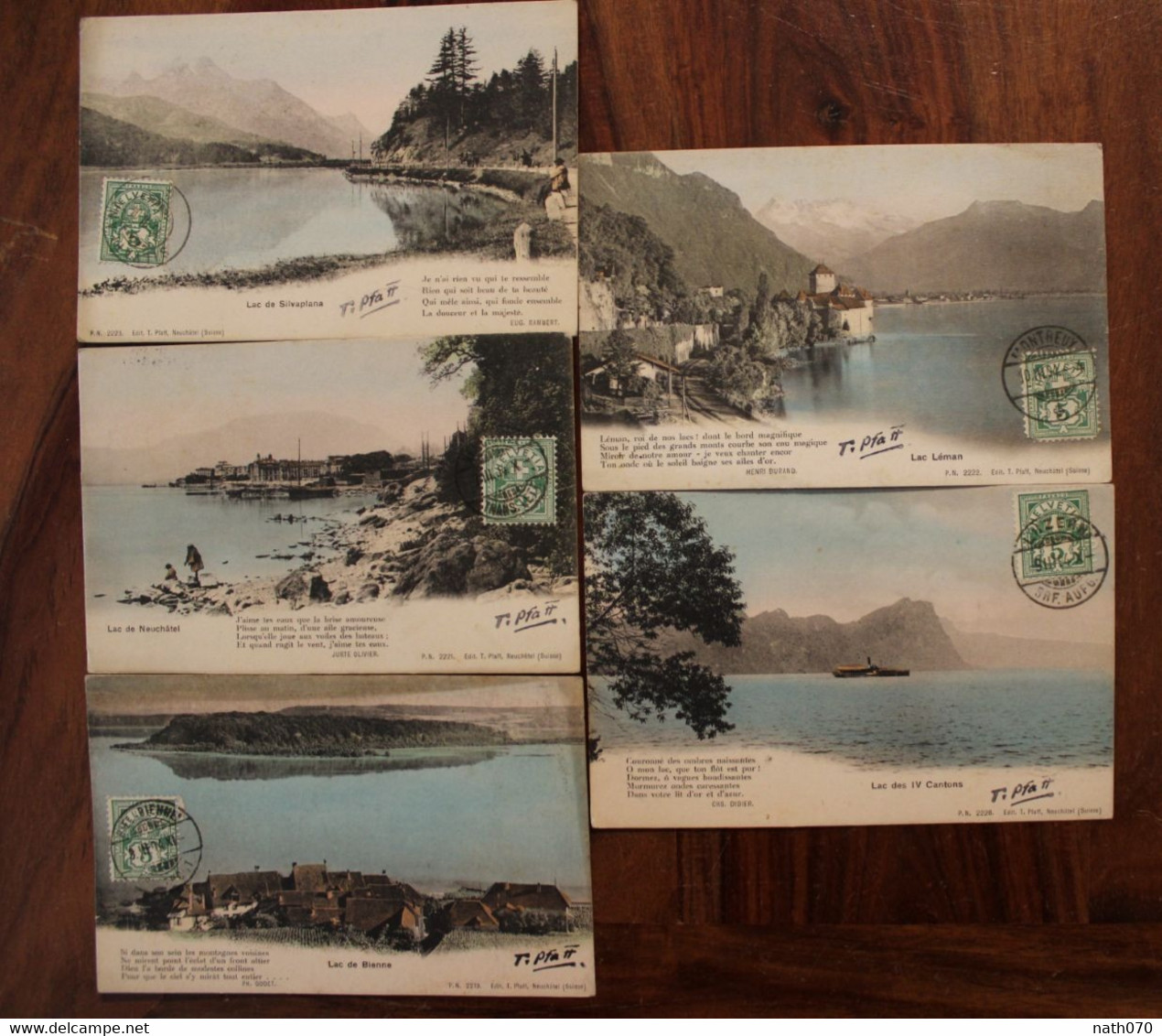 Lot 5 CPA Ak 1904 Lac Silvaplana Bienne Neuchatel Leman IV Cantons Suisse France Bourg La Reine Switzerland Schweiz - St. Anton