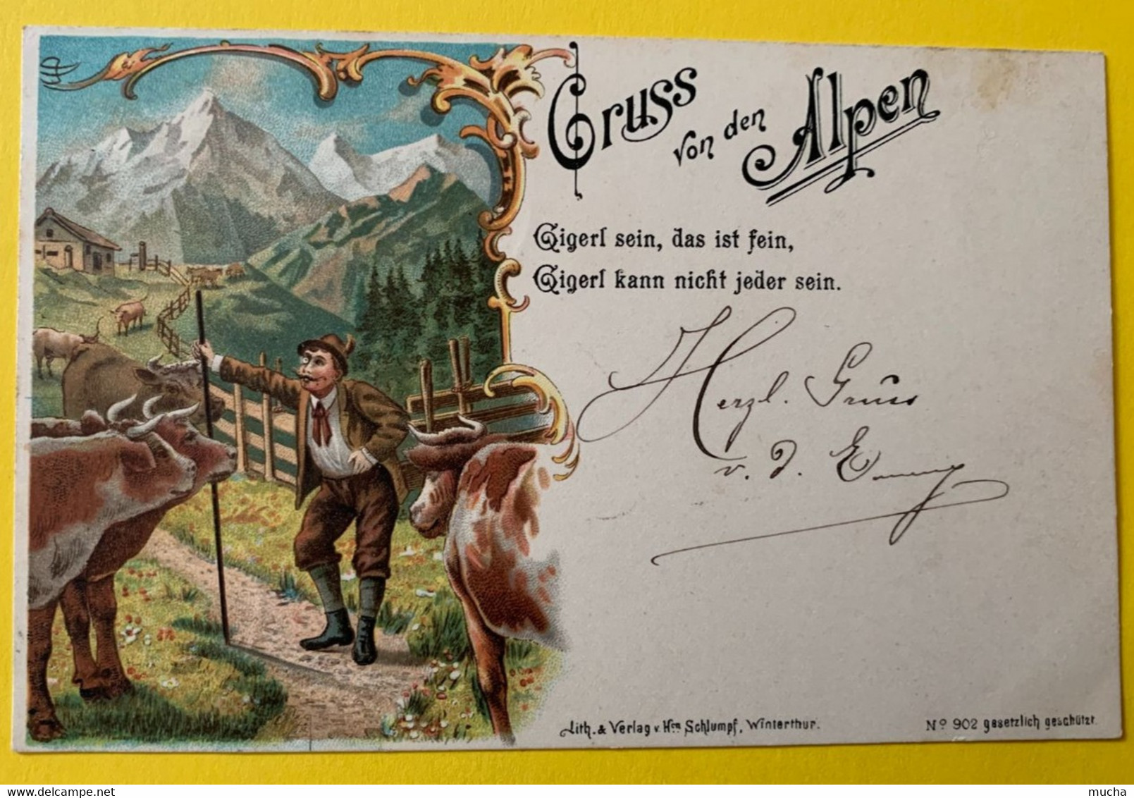 17969 - Gruss Von Den Alpen Touriste Et Vaches Liestal 1.10.1898 Pour Holstein - Liestal