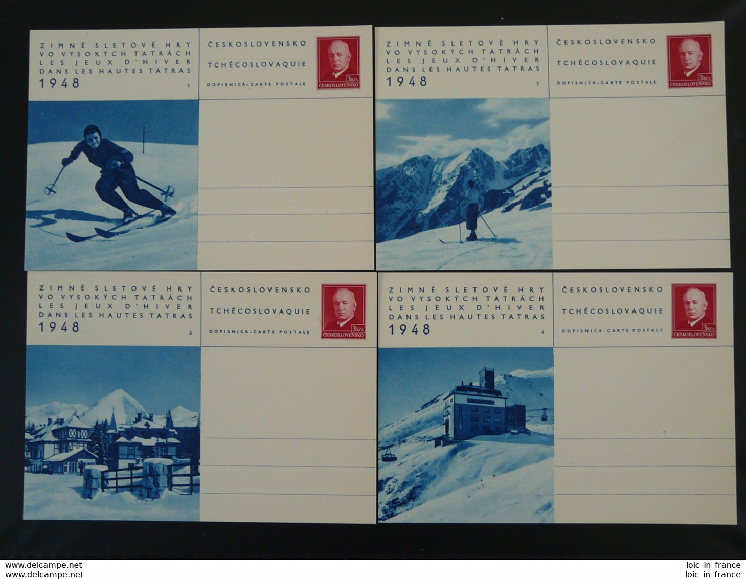 Entier Postal Stationery Card (x8) Jeux D'hiver Hautes Tatras Techecoslovaquie 1948 - Winter 1948: St-Moritz