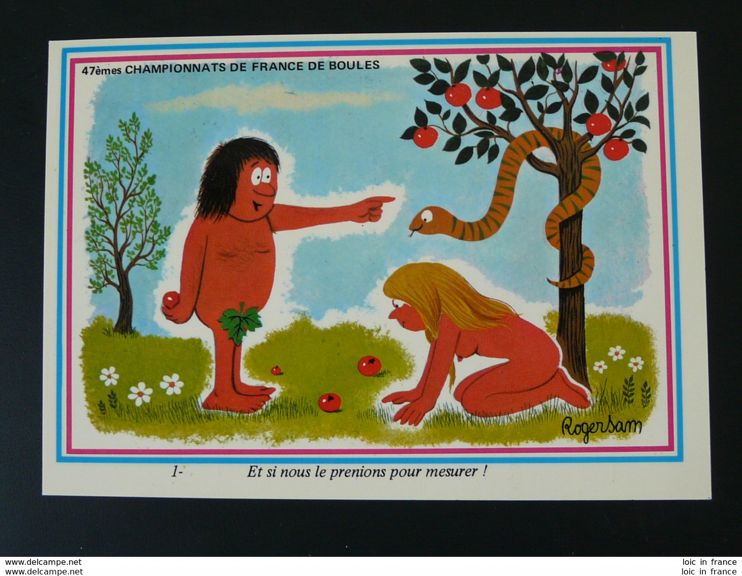Carte Postcard Championnat De France Boules P�tanque BD Adam & Eve Lyon 1973 - Boule/Pétanque