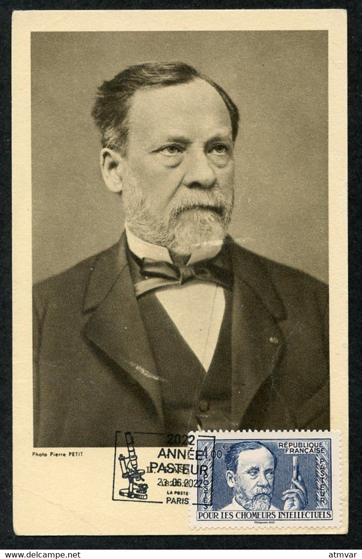 FRANCE (2022) Carte Maximum Card - Louis Pasteur, Année Pasteur, Pour Les Chômeurs Intellectuels, Laboratory Laboratoire - 2020-…