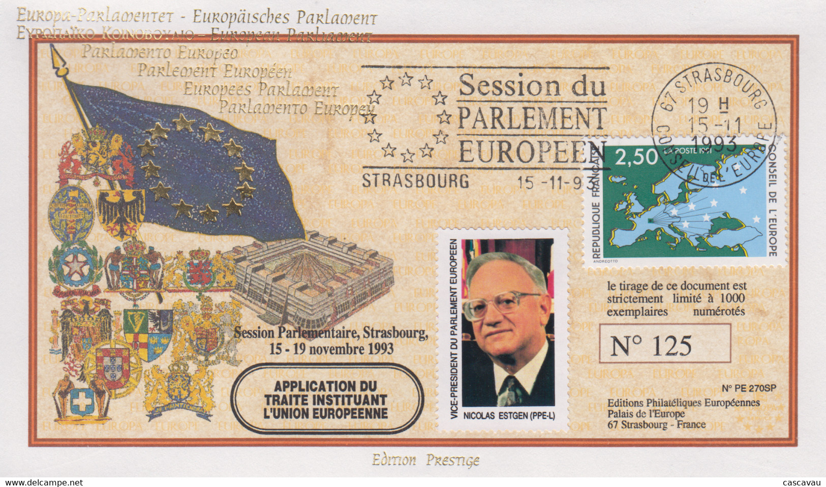 Enveloppe  FRANCE   Session  Pleiniére   Du   CONSEIL  De  L' EUROPE    STRASBOURG   1993 - Otros & Sin Clasificación