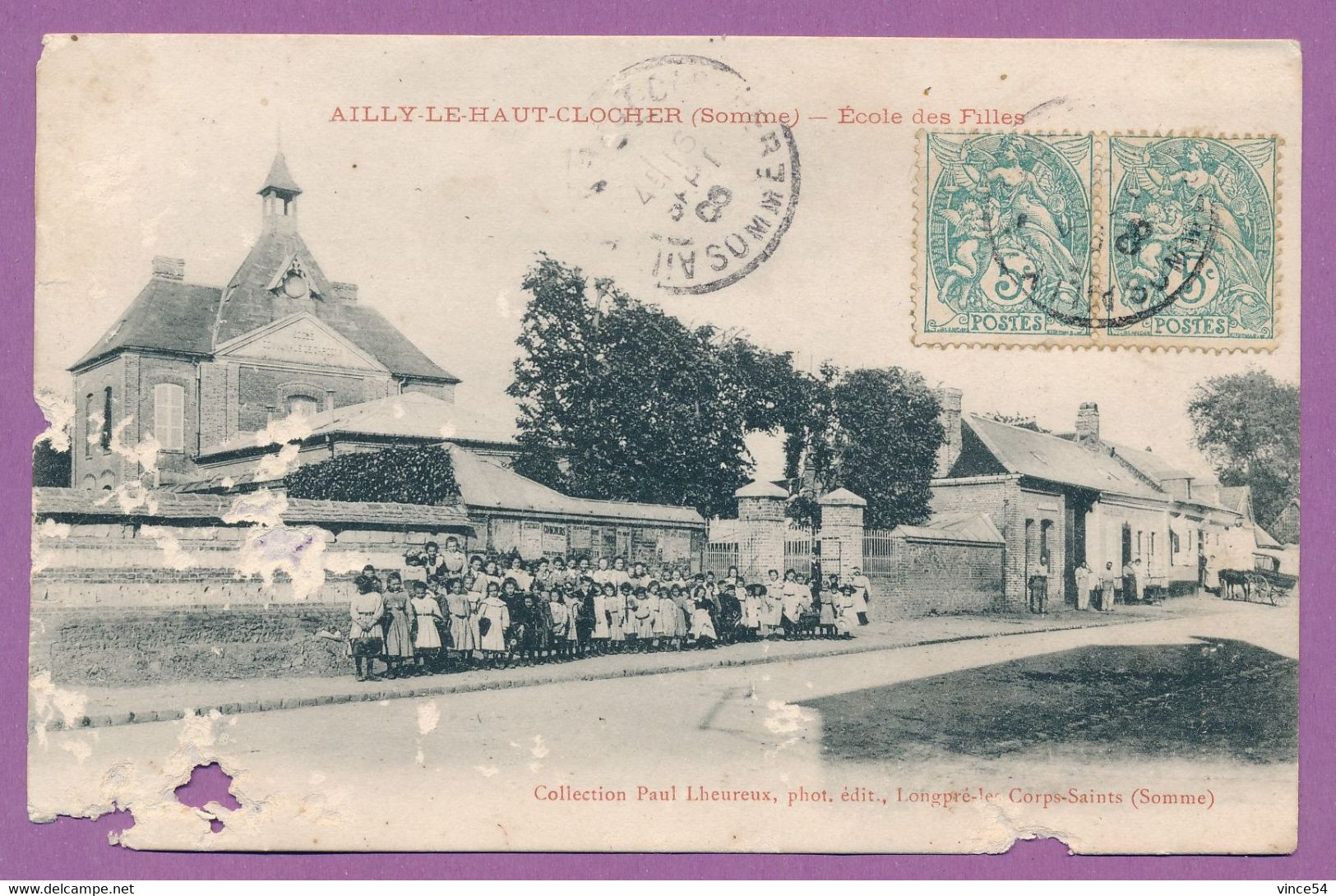 AILLY-LE-HAUT-CLOCHER - Ecole Des Filles (animation) - Circulé 1906 - Ailly Le Haut Clocher