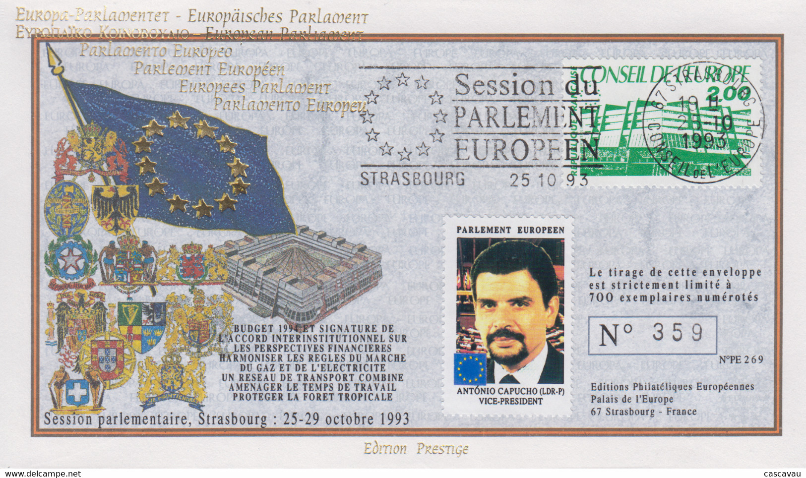 Enveloppe  FRANCE   Session  Pleiniére   Du   CONSEIL  De  L' EUROPE    STRASBOURG   1993 - Other & Unclassified