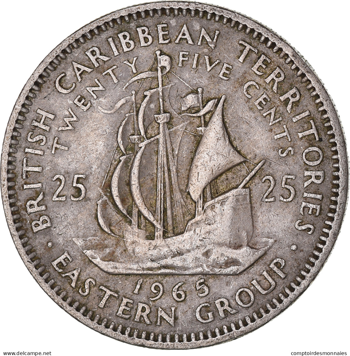 Monnaie, Etats Des Caraibes Orientales, 25 Cents, 1965 - East Caribbean Territories