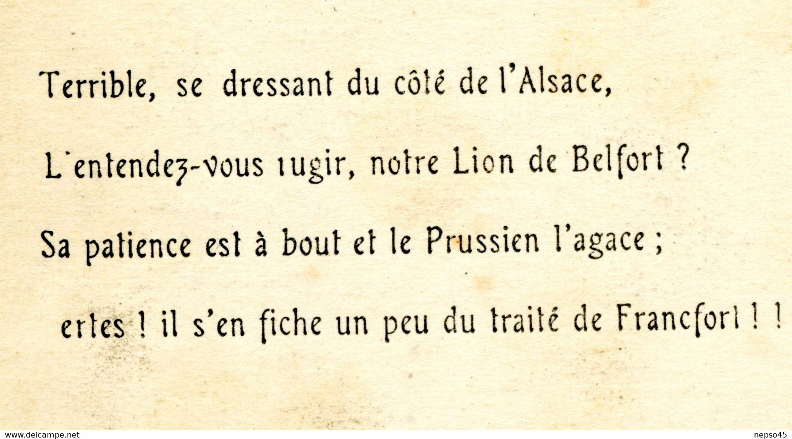 Alsace-Lorraine Allemandes Annexées.Après Le Coup D'Agadir.Impatience Du Lion De Belfort.Attente De La Libération. - Satirical