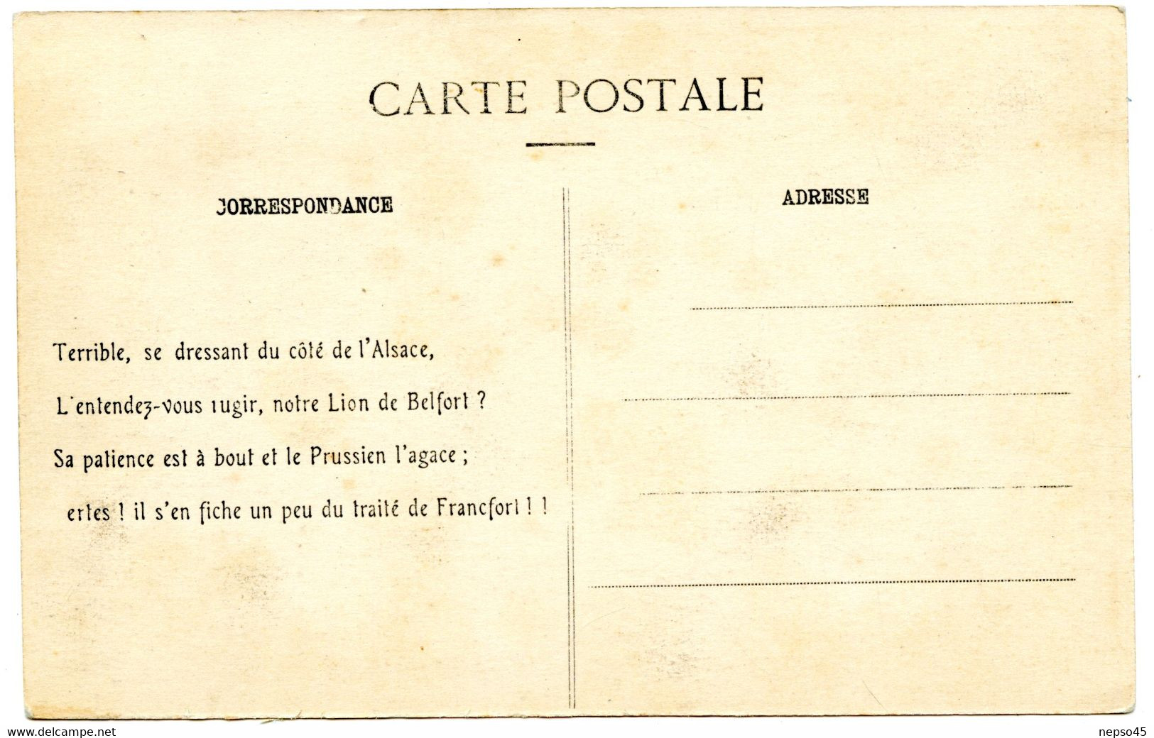 Alsace-Lorraine Allemandes Annexées.Après Le Coup D'Agadir.Impatience Du Lion De Belfort.Attente De La Libération. - Satirical