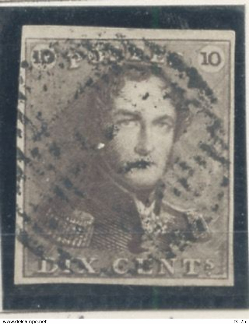 BELGIQUE - COB 1d 10C BRUN SEPIA EPAULETTES MARGE OBLITERE - 1849 Epauletten