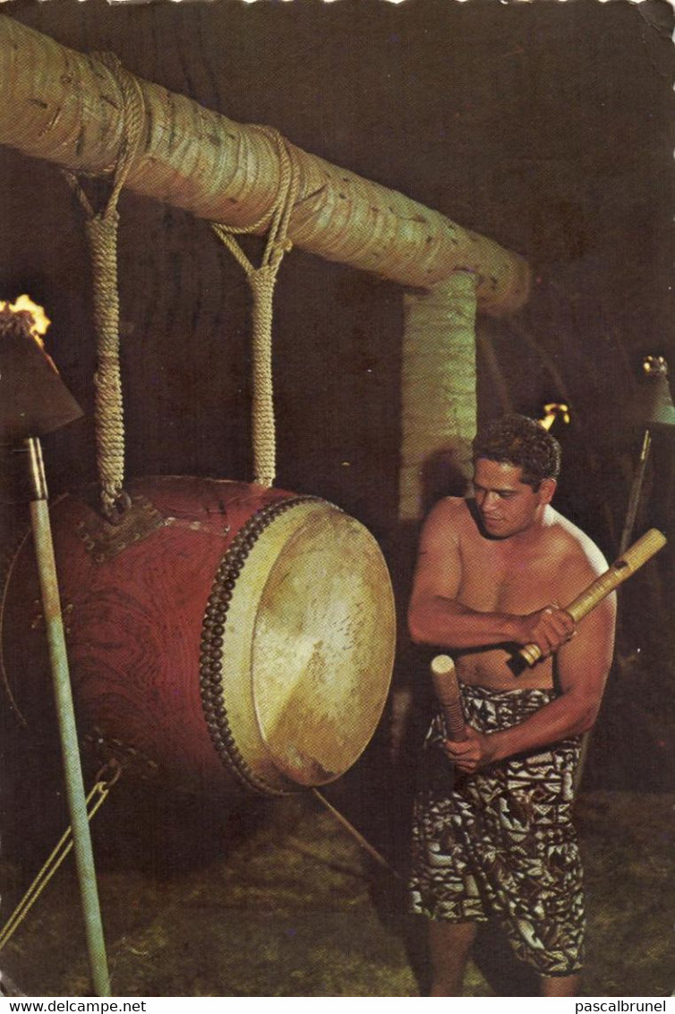 NATIVE DRUMMER AT THE TORCH LIGHTING CEREMONY - Big Island Of Hawaii