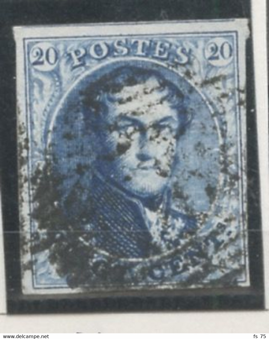 BELGIQUE - COB 4A - 20C BLEU NOIR  PAPIER EPAIS MEDAILLON MARGE OBLITERE - 1849-1850 Medallions (3/5)