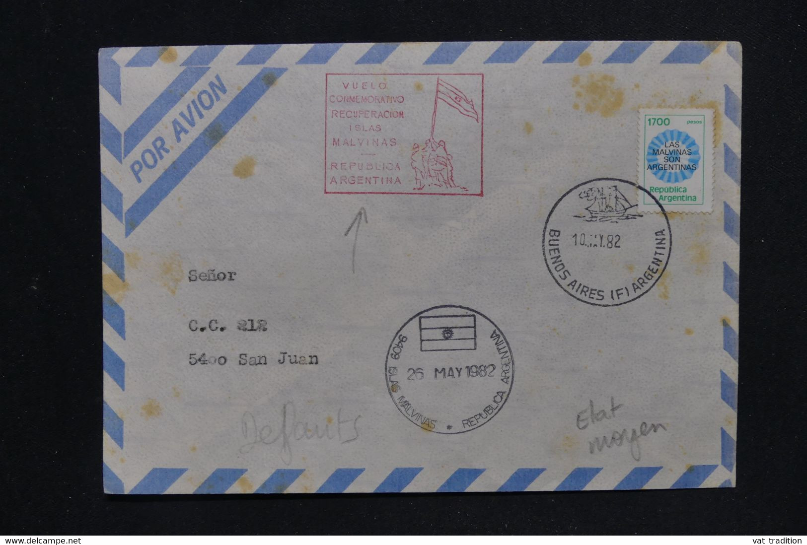 ARGENTINE - Cachet + Affranchissement Sur La Récupération Des Iles Malouines Sur Enveloppe Pour San Juan  1982- L 129274 - Lettres & Documents