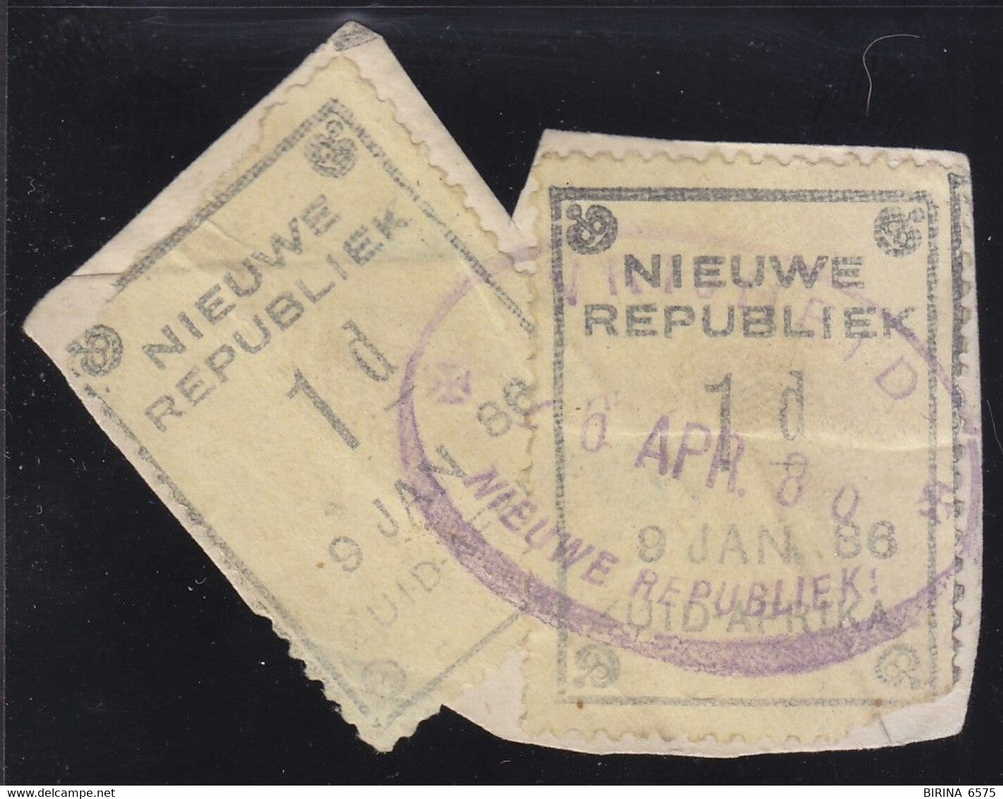 New Republic 1. Two Used Singles On Part Of Cover. RARE. SG - 6000 £ - M - Nieuwe Republiek (1886-1887)