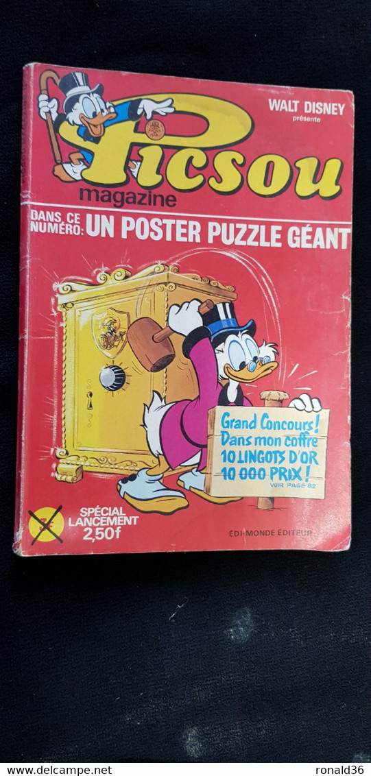 PICSOU MAGAZINE Mensuel Walt Disney Oncle Picsou MANQUE Poster Puzzle Géant Numéro N° 1 De 1972 SPECIAL LANCEMENT 2.50f - Picsou Magazine