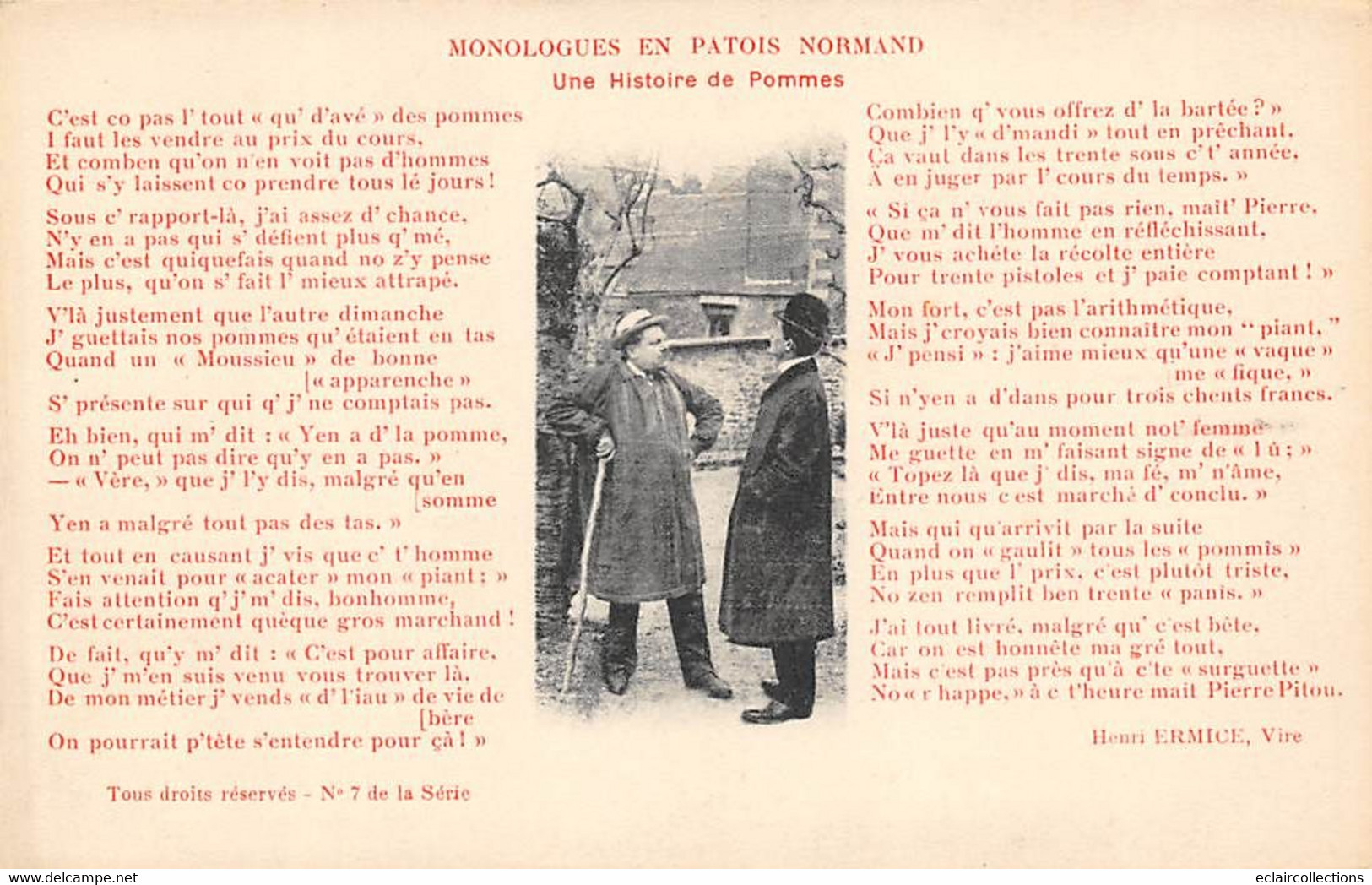 Divers  Non Classé.   14   Normandie.  Lot De 4 Cartes   Monologues Humoristiques   H. Ermice   (voir Scan) - Andere & Zonder Classificatie