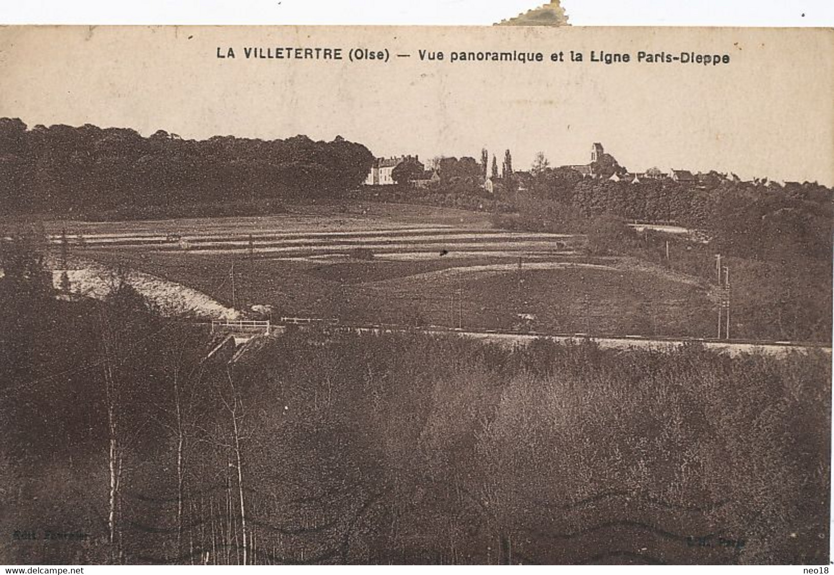 La Villetertre Vue Panoramique Et Ligne Paris Dieppe Vers La Vigne Bonne Melun 4 Timbres Mercure - Sonstige & Ohne Zuordnung