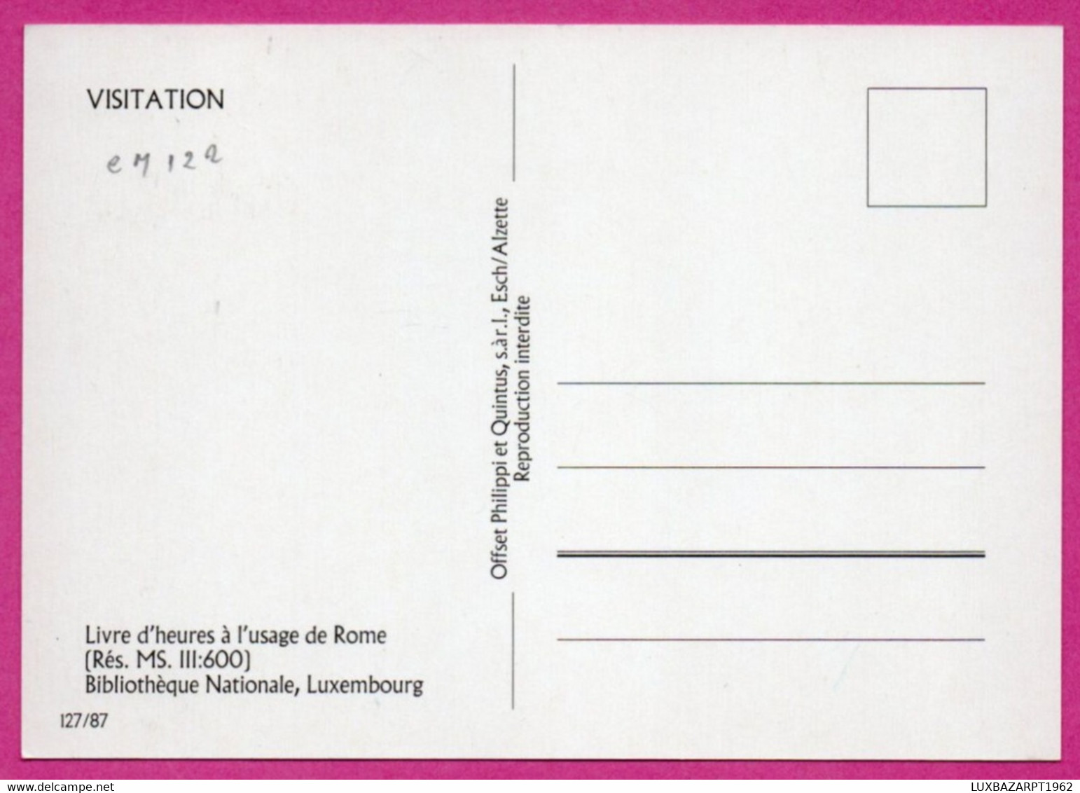 CARTE MAXIMUM LUXEMBOURG // LOT DE 5 CARTES MAXIMUM // CM N° 121- 122-123-124-125-ANNEE 1/12/1987 - Cartes Maximum