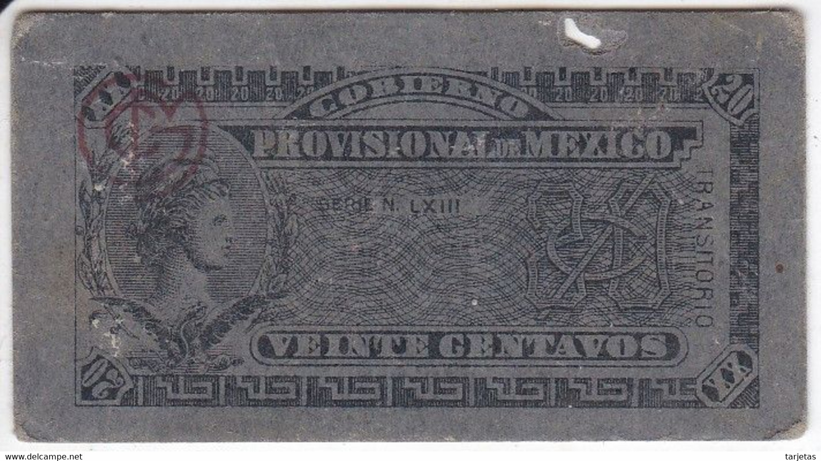 BILLETE DE MEXICO DE 20 CENTAVOS DEL AÑO 1914 TRANSITORIO (BANKNOTE) - Mexico