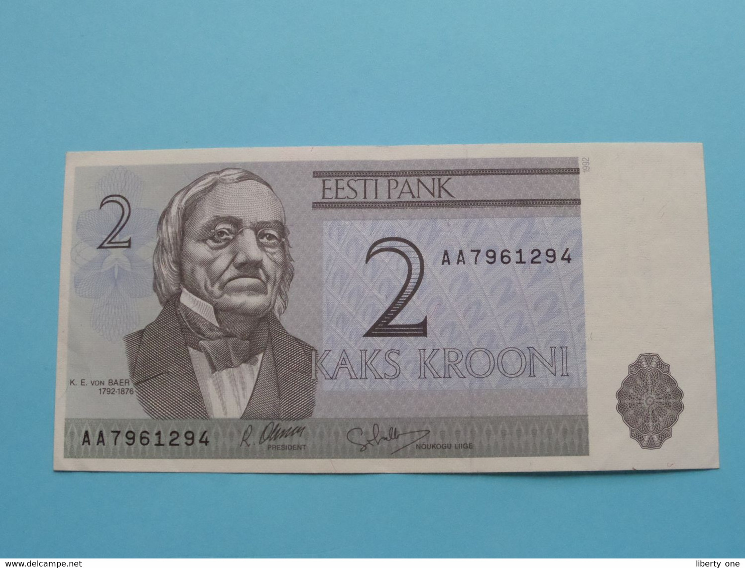 2 KAKS KROONI ( AA7961294 ) 1992 - Eesti Pank ( Voir / See > Scans ) UNC ! - Estonie