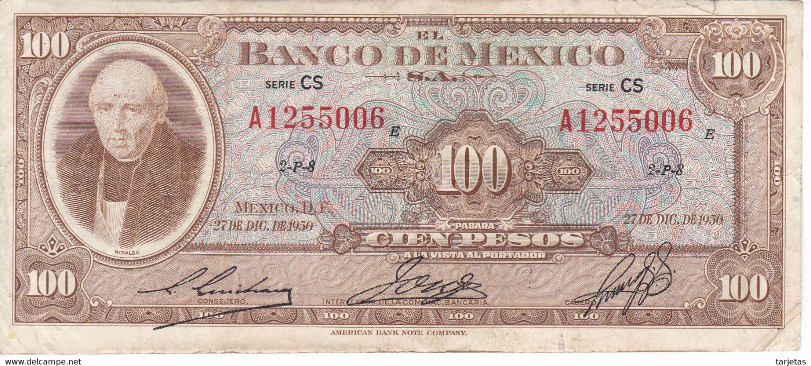 BILLETE DE MEXICO DE 100 PESOS DEL 27 DE DICIEMBRE DE 1950  (BANKNOTE) - Mexico